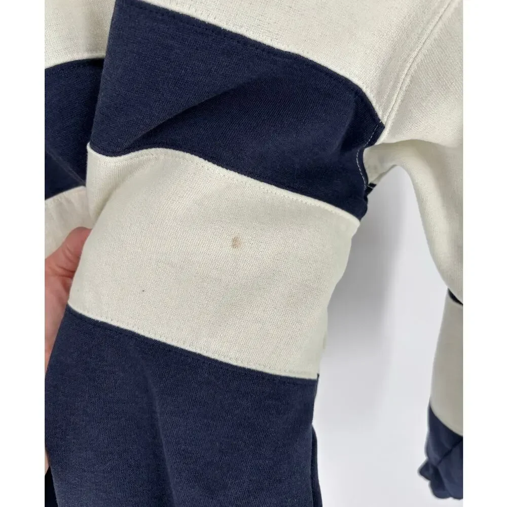 Vintage American Weekend Colorblock Striped Sweatshirt Mens Large Navy White